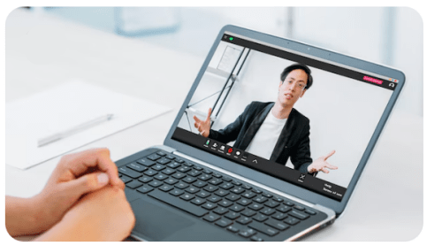 Woman learning from a guided video session
